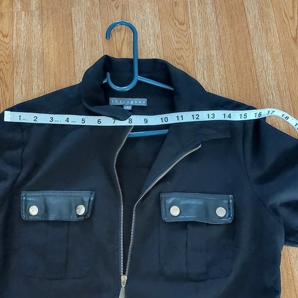 Sharagano Short Sleeve Summer Work Dress With Leather Pockets Size 6 Black - Picture 10 of 11